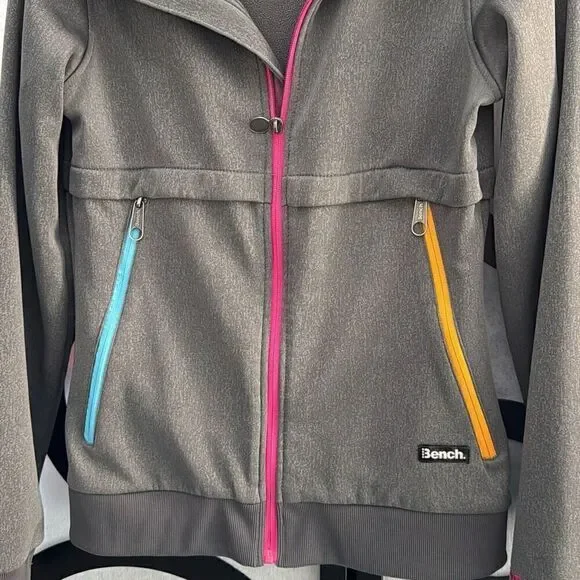 Bench. Outerwear, Active, Athletic Jacket, Size M (8) Gray with pink, orange and - Picture 6 of 8